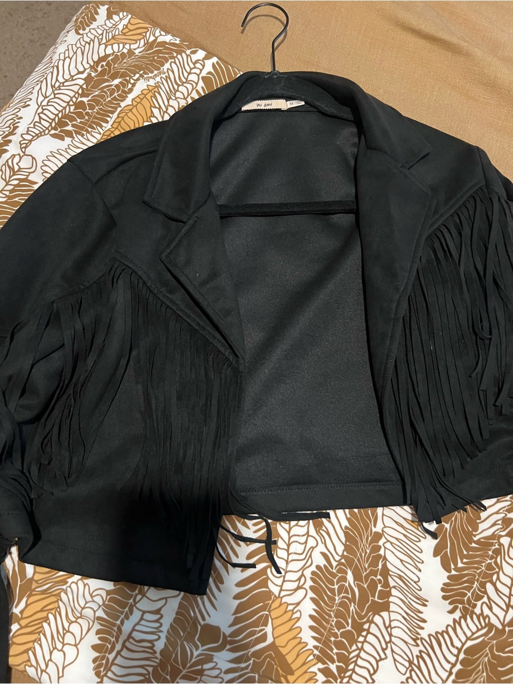 Mi Ami Black Cropped Fringe Jacket
